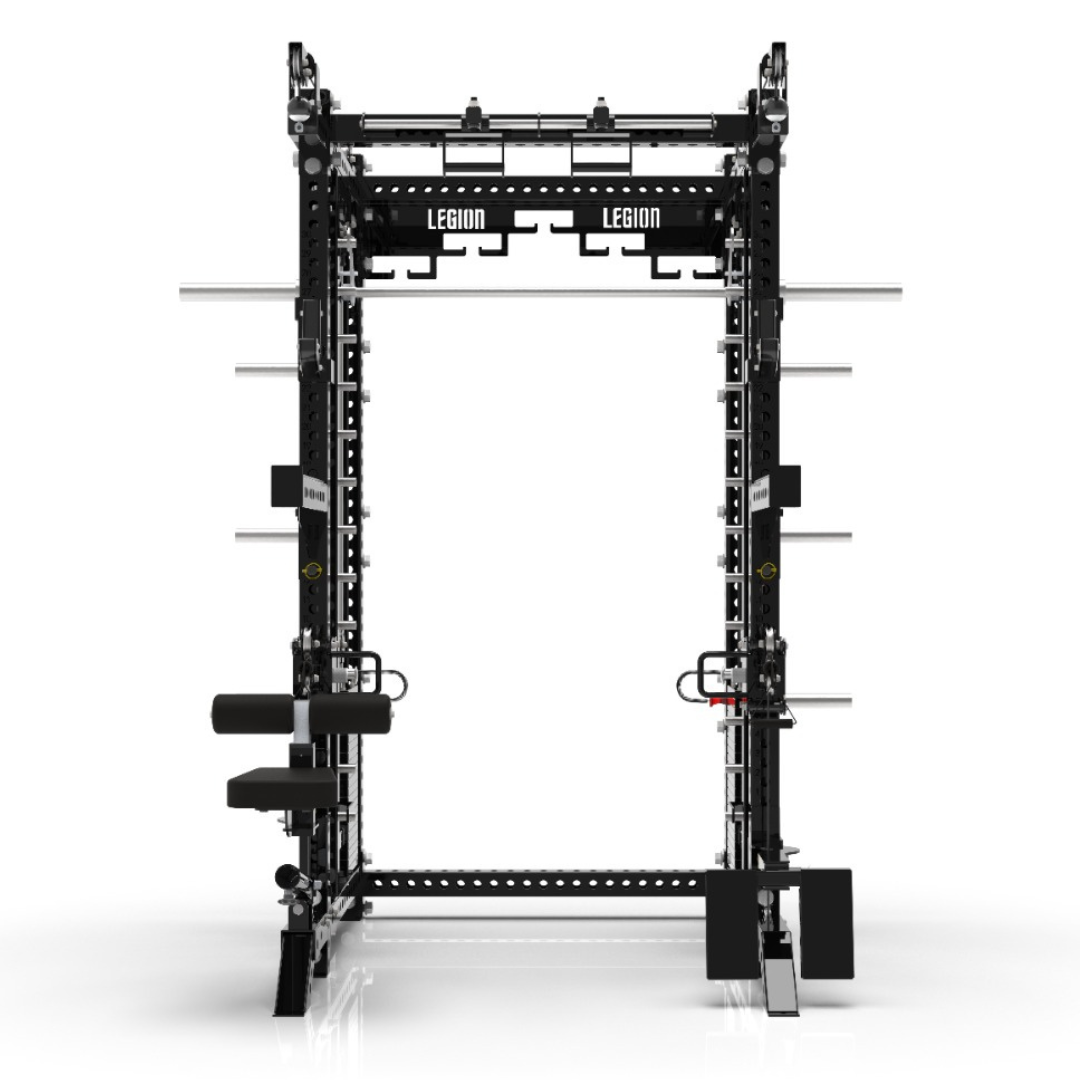 Legion V3 Pro Gym Bundle - V3 Multi Gym Rack, 150kg Bumper Plate Set, FID Bench & 3 Tier Dumbbell Rack (8 pairs 5kg-30kg)