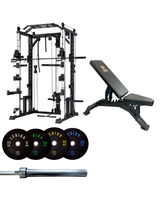 V2 Silver Ultimate Home Gym Bundle - V2 Multi Gym Rack, 100kg Bumper Plate Set & Bench